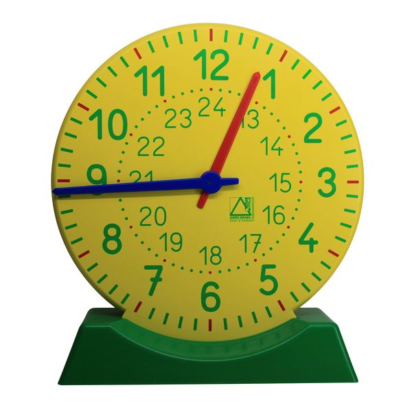 Big Teaching Clock With Stand, Ø 27 Cm, Re-Plastic, In A Cardboard Box