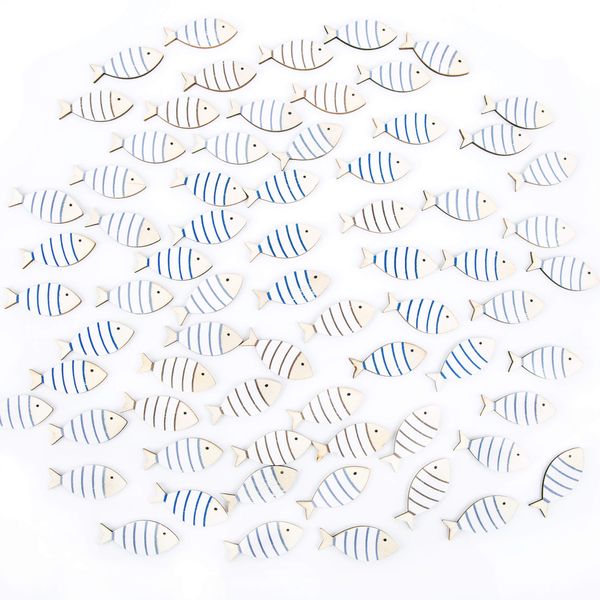 Logbuch-Verlag 70 Mini Fische Streuteile blau weiß Natur sommerliche Tischdeko maritim Feste Partys 4 cm