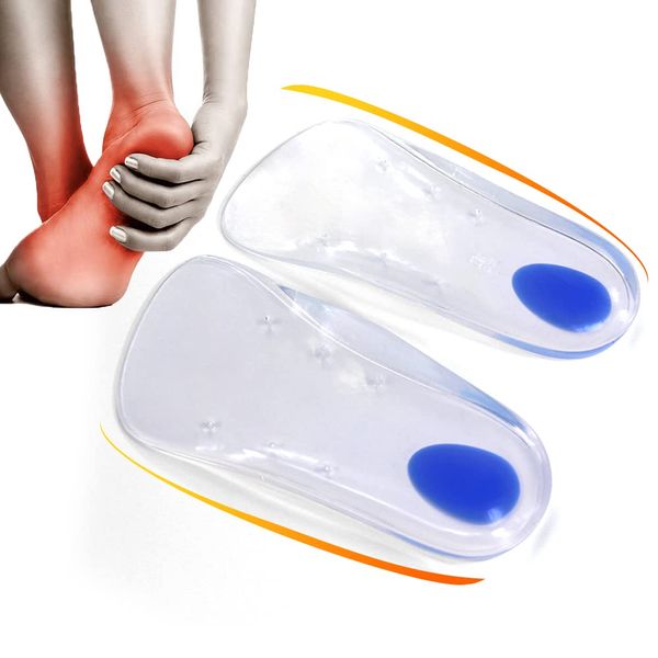 Insole, Heel Cushion, Insole, Heel Insole, 100% Medical Silicone, Insole, Arch Supporter, Shock Absorption, Antibacterial, Odor Resistant, Walking, Standing Work, Heel Impact Dispersion Pad (XXL)