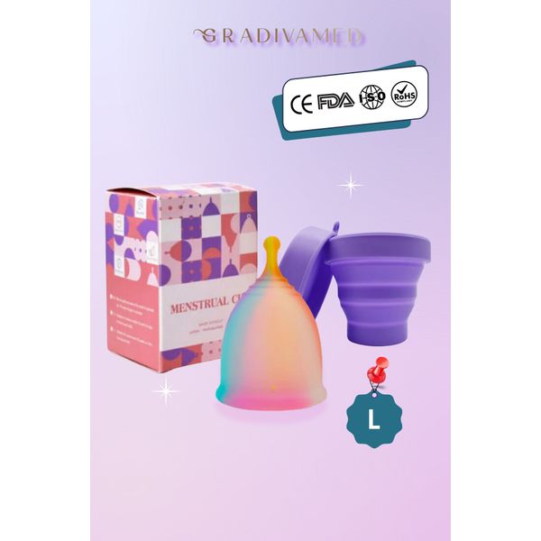 Adet Kabı Regl Kabı Menstrüel Kap Menstrual Cup L Beden Gökkuşağı