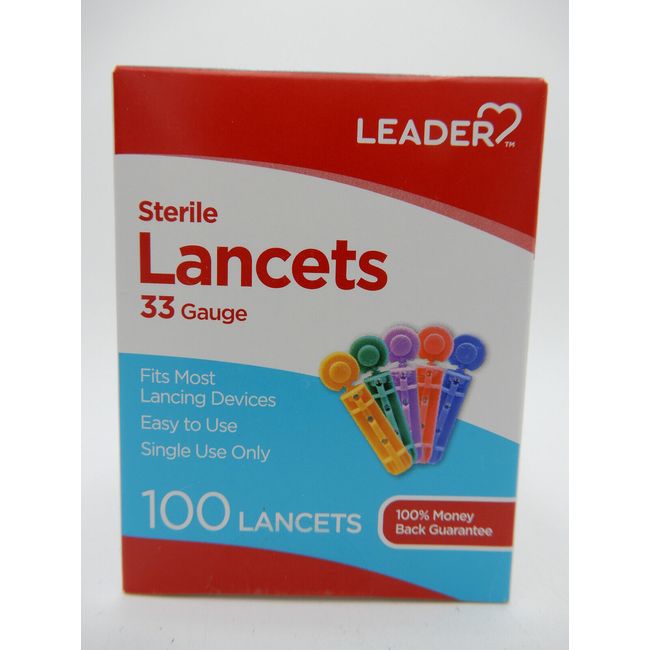 Leader Thin 33 Gauge Sterile Lancets, 100 Lancets 096295125665VL