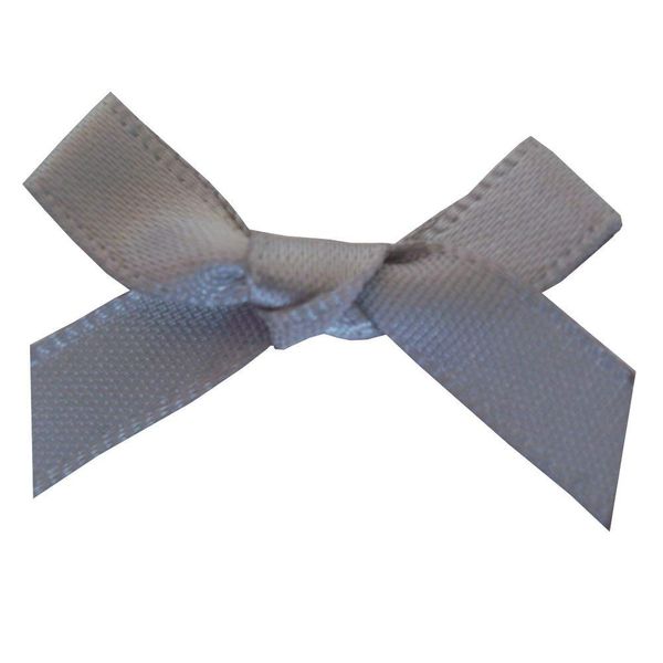 100 x 7mm Mini Satin Ribbon Bows - Assorted or Single Colour Pack (Silver Grey)