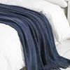 BOURINA Textured Solid Soft Sofa Throw Couch Cover Knitted Decorative Blanket, Navy, 152x203cm