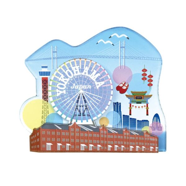 Noren Magnet Magnet (Japan Panorama - Yokohama) Japanese Souvenir Traditional Japanese Souvenir Refrigerator Local Sticker Minato Mirai Red Shoe Red Brick Warehouse