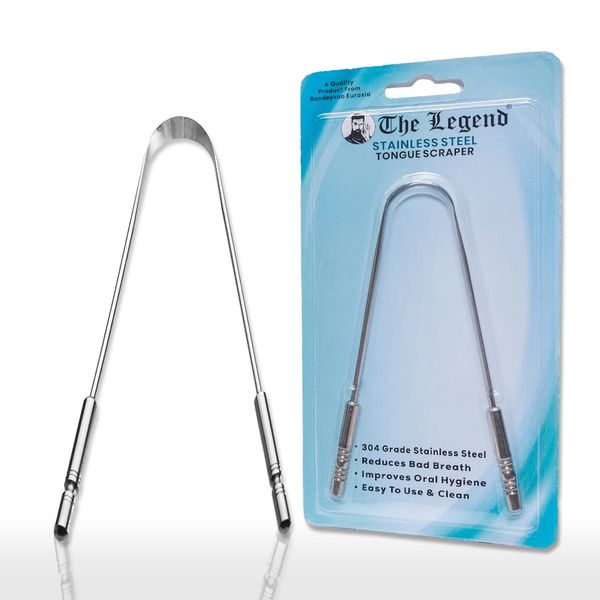 The Legend Stainless Steel Tongue Scrapers-Metal U Shaped Tongue Scraper for Fresher Breath- Tongue Scraper to Keep Mouth and Teeth Healthy and Cleaner- (Stainless Steel) (Pack of 1)