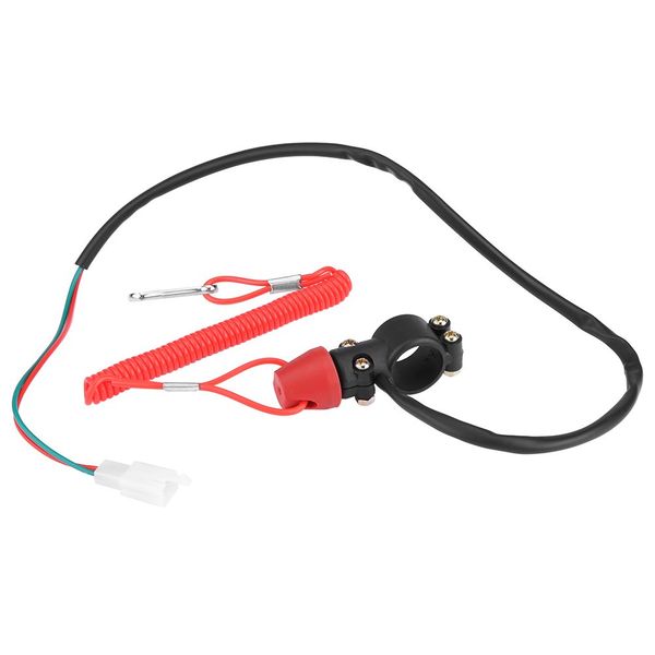 Killschalter Moto - Killswitch Roller Motorrad Kill Schalter Killswitch 22Mm 7/8"Motorrad Boot Au?Enborder Motor Kill Stop Schalter W/Tether Lanyard Cord (Schwarz + Rot)