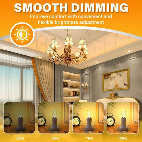 Lustaled JDE11 120V 75W Halogen Bulbs,T4 Mini Candelabra Bulb,2700K Warm White Dimmable JD E11 Halogen Light Bulbs for Chandeliers,Ceiling Fan,Table Lamps, Cabinet Lighting-4 Pack