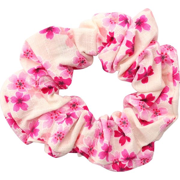 Matsumi Craft Sakura Han Scrunchie, Cherry Blossom/White, 3.9 x 3.9 x 0.2 inches (10 x 10 x