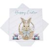 Happy Easter Card, Blue Easter Bunny Rabbit Basket Card