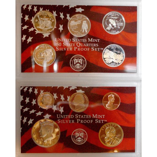 2002 S Silver Proof Set in Original US Government Packaging