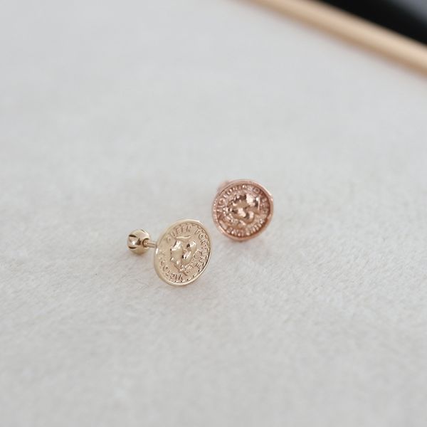 14k gold coin round coin piercing