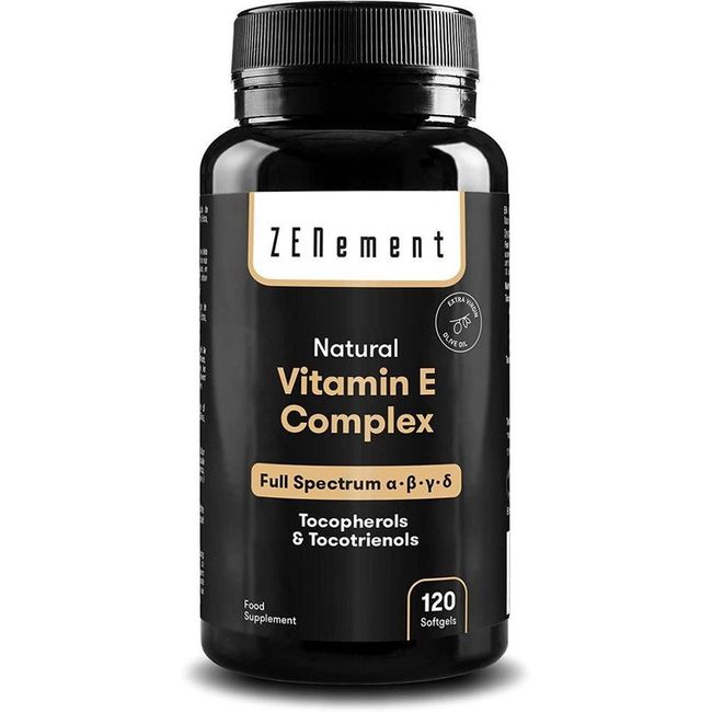 Direct purchase from Germany Natural Vitamin E Complex Tocopherol & Tocotrinol Full Spectrum 120 Soft Capsules 100% Natural Ingredients