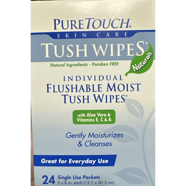 Puretouch Tush Wipes Flushable 24 Wipes
