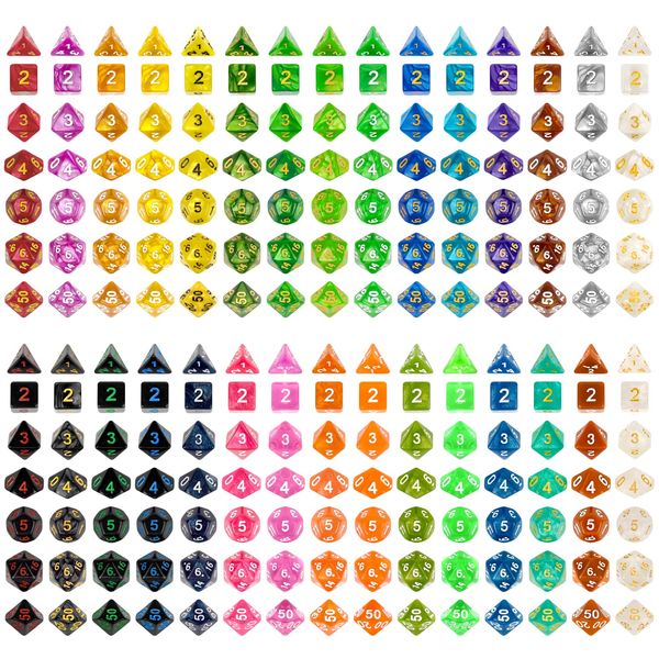 30 Set DND Double-Colors Polyhedron Dice Set for Dungeons and Dragons D&D RPG MTG Table Games D4 D6 D8 D10 D% D12 D20 30 Colors Dice (210 Pieces)