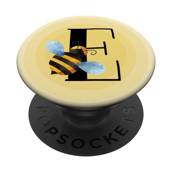 PopSockets Bee Bumblebee Honeybee Personalized Gift Monogram Letter E PopSockets PopGrip: Swappable Grip for Phones & Tablets
