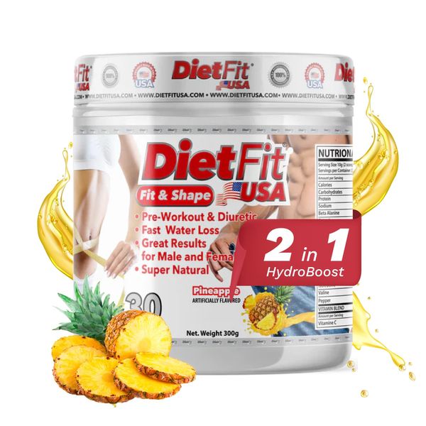 DIETFIT | Pre-Workout and Diuretic 300 Grams | Hydroboost 2-in-1 | Pre-Workout & Diuretic | Intense Energy | Pineapple Flavor | 30 Servings | Fitness Supplements