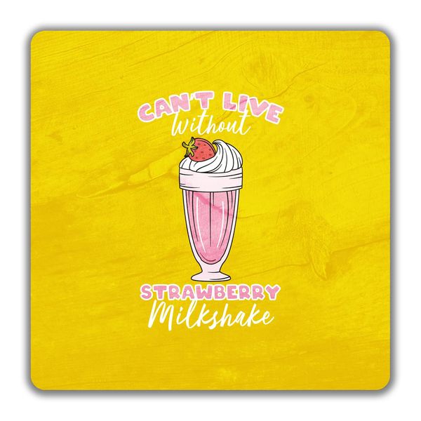 Shopagift Can't Live Without Strawberry Milkshake Funny 2 Pack Coasters - 9cm x 9cm