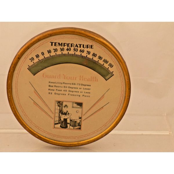 Vintage "Guard Your Health" Temperature gauge --Shows recommended temperatures