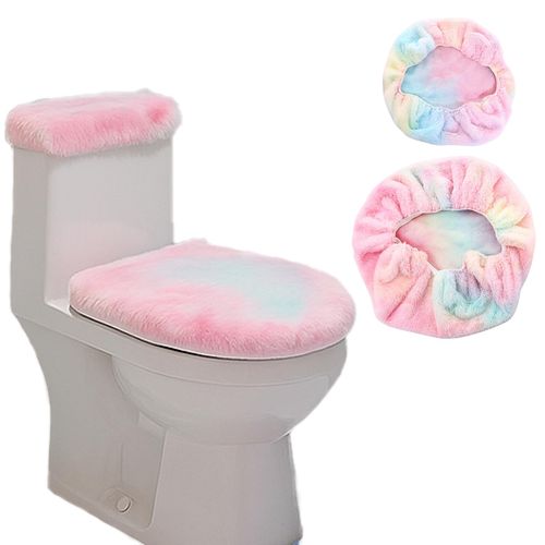 SHUCHUANG Soft Microfiber Bathroom Toilet Lid Cover，Non Slip Toilet Lid & Tank Covers， Machine Washable Seat Covers, Bathroom Toilet Lid Cover，Stays in Place Rubber Backing，Colorful