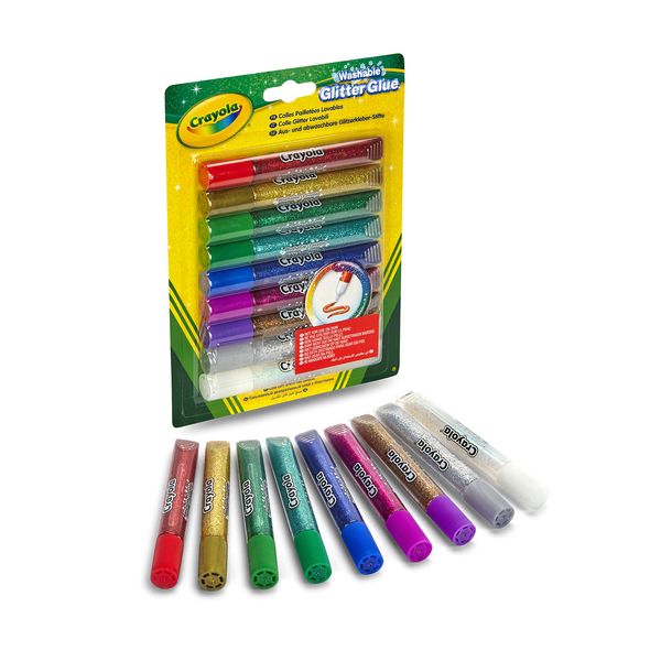 Crayola Washable Glitter Glue Pens, 9 Count, Colors may vary