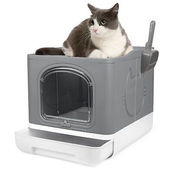 Covered Cat Litter Box for Indoor Cats, Anti-Splashing Large Enclosed Litter ...