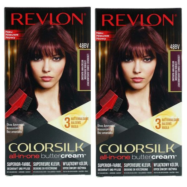 Revlon Luxurious Colorsilk Buttercream Vivid Colour Burgundy Hair Colour 2 PACK