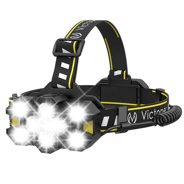 Victoper Head Torch Rechargeable - 2023 Upgraded 11 LED 25000 Lumen Torches LED Super Bright Headlamp 12+12 Modes Waterproof Gesture Sensing Hands-Free Headlight for Camping Running Fishing Hiking