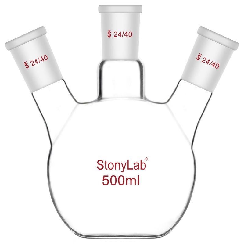 stonylab 250ml Vidrio 2 Cuello Redondo Rbf Frasco de Fondo, con 24/40 Centro y Lado Cónicos