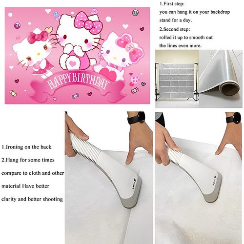Kitty Birthday Decorations,Girls Princess Happy Birthday Banner Backdrop for Kids Birthday Party Supplies (5x3ft)