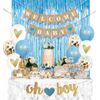 AMABELLA Baby Shower Curtain Decorations Sets (Blue)
