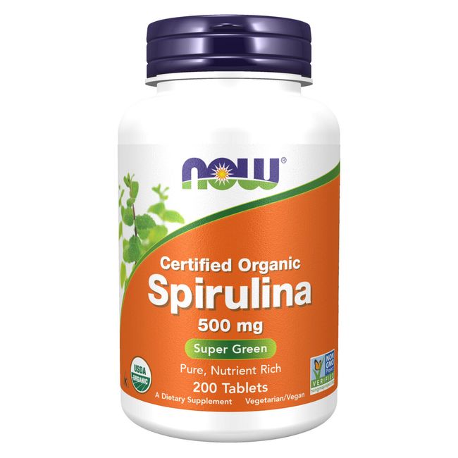 NOW FOODS Spirulina 500 mg, Organic - 200 Tablets