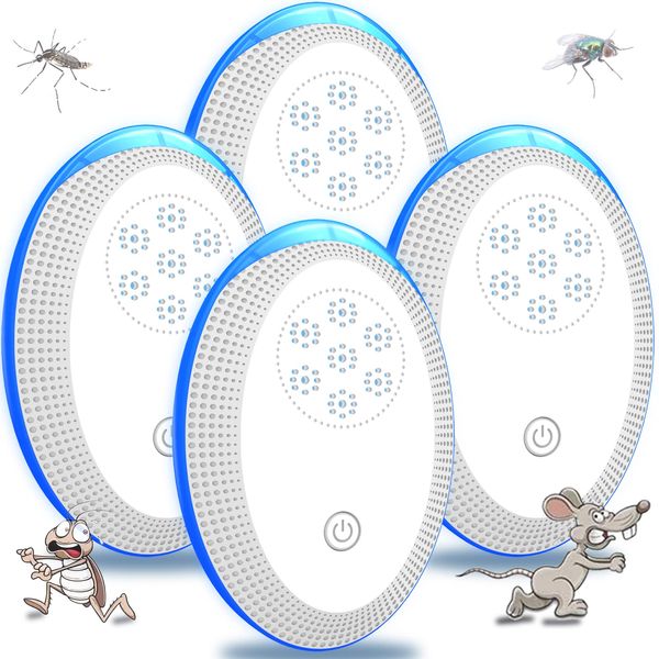 Ultrasonic Pest Repeller, Electronic Insect Repellent Mouse Traps 4 Packs for Indoors, Spider Rat Repellent Plugin, Efficient Repelling Rat, Spider, Mosquitoes, Mouse, Cockroach, Bed Bug, Fleas