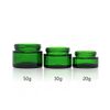 3PCS Upscale Empty Refillable Glass Cream Lotion Packing Bottle Jars Cosmetic Makeup Eye Cream Storage Holder Container with Black Cap and PP Liner DIY Beauty Tool (Green, 30g/1oz)