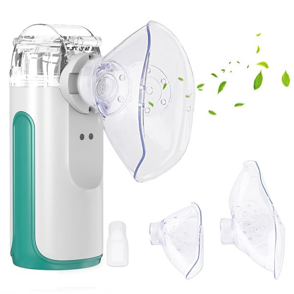 HITHINKMED Portable Nebuliser - Handheld Nebuliser for Cough,Personal Cool Mist Steam, Nebuliser for Kids and Adult with 1 Set Accessories - Green