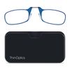 ThinOptics Reading Glasses 2.50 Blue Frames With Universal Pod Compact Case - Ultra-light Foldable Rectangular Glasses - Clip-on Nose - 2.50 Strength With Flex-Fit Technology