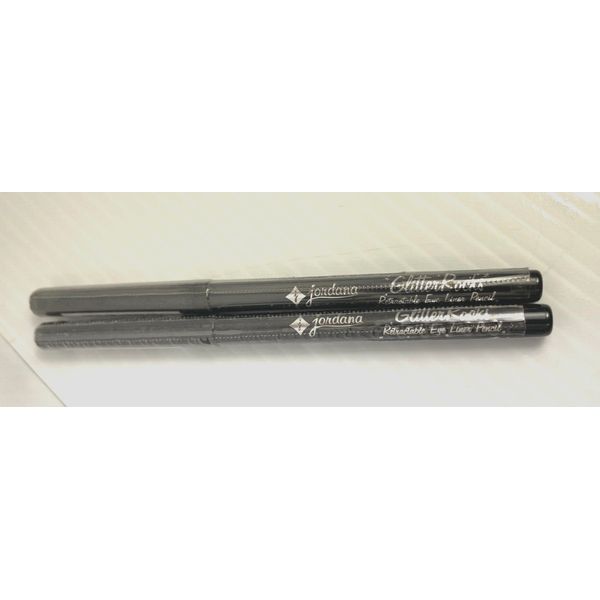 New (2) JORDANA Glitter Rocks Retractable Eye Pencil - #01 BLACK ROCKS - RARE!