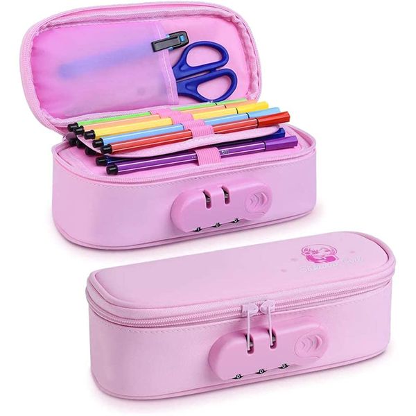 BTSEURY Pencil Case with Code Lock, Large Capacity Pencil Pouch Anti-Theft Code Lock Pencil Case for Student