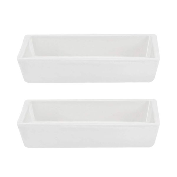 sourcing map Porcelain Crucible 60ml Rectangular Boat Sample Holder 91x62x19mm for Melting Refining 2pcs