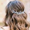 Handcess Leaves Bride Wedding Headbands Gold Crystal Headpieces Pearls Bridal Hair Accessories for Bride and Bridesmaids