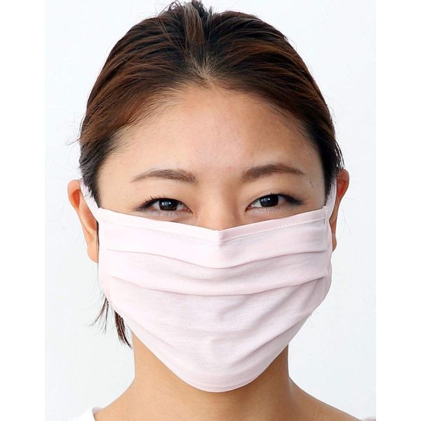 Tuyon T-90CH Ice Cotton 100%, Washable Cloth Mask, UV Protection Mask, Pleated Type, Gentle on the Skin, Adjustable Flat Tape, Won't Hurt Your Ears, Made in Japan, Fabric, Wrinkle Resistant, Cherry Pink