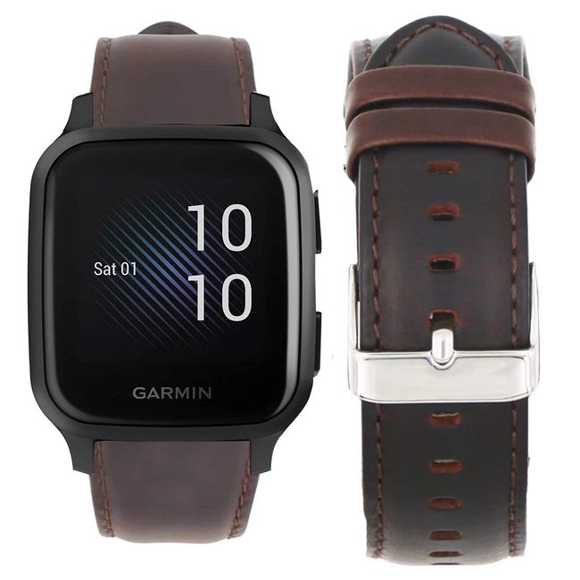 Compatible for Garmin Venu Sq Band, Youkei Crazy Leather Strap Replacement Band Straps for Garmin Venu Sq Smartwatch (Coffee)