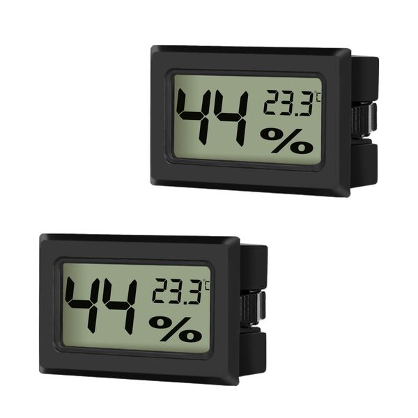 EEEKit 2-Pack LCD Digital Hygrometer Thermometer, Mini Digital Temperaturmesser Feuchtigkeitsmesser für Gewächshaus/Autos/Zuhause/Büro (Schwarz)