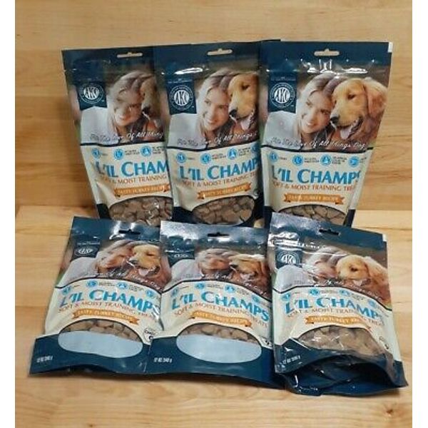 6 American Kennel Club L'IL CHAMP Soft  Moist Dog Treat TURKY Chews blue buffalo