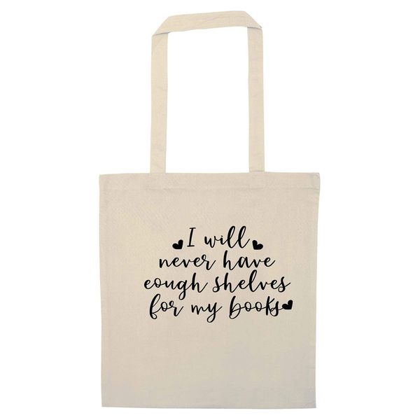 Flox Creative Tote BagNever Enough Shelves Books Natural
