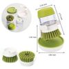 Soap Dispenser Palm Dish Scrub Brush with Storage Bracket and Drain Base - Green