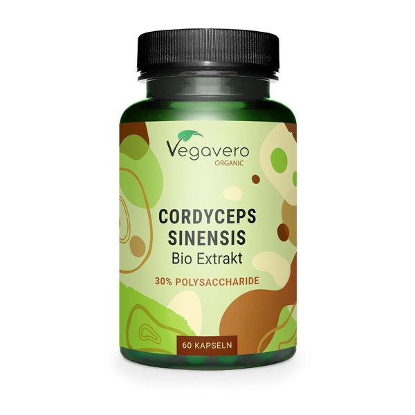 Vegavero Cordyceps Sinensis Organic 7800mg | Organic Mushroom Extract (12:1) | 30% Polysaccharides & Polyphenols | NO Additives | Lab-Tested | Vegan