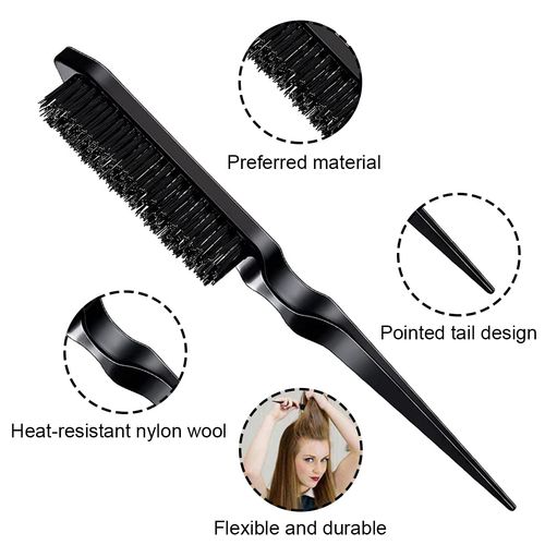 3 Pieces Hair Comb Set Hair Comb with Double Edge Comb, Heavy Duty Rat Tail Comb and Brush Comb for Salon Women Men Kids (Black)