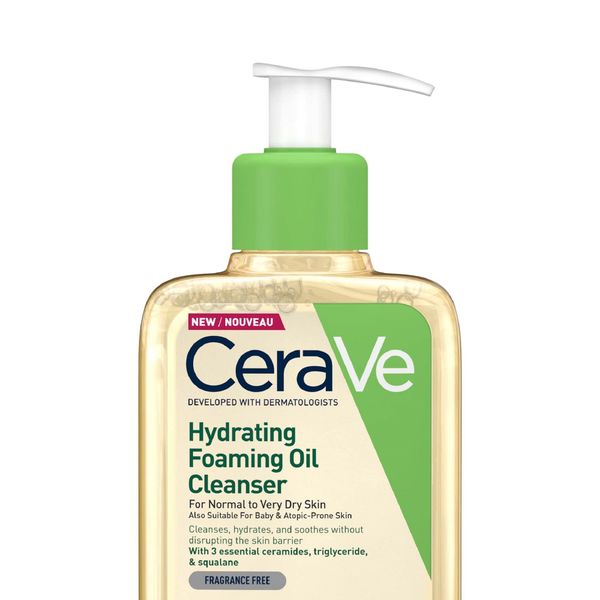 CeraVe Hydrating Foaming Oil Cleanser for Normal to Very Dry Skin with Squalane, Triglyceride and 3 Essential Ceramides (For Face and Body), Clear, 236 ml