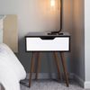 End Table Wooden Side Mid-Century Dressing Table w/Sliding Drawer Smiley Handle