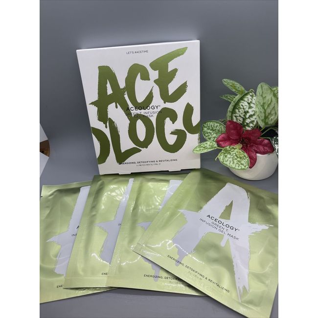 Aceology Green Tea Infusion Gel Mask Set ( 4 X Two Piece Mask ) exp: 04/2024